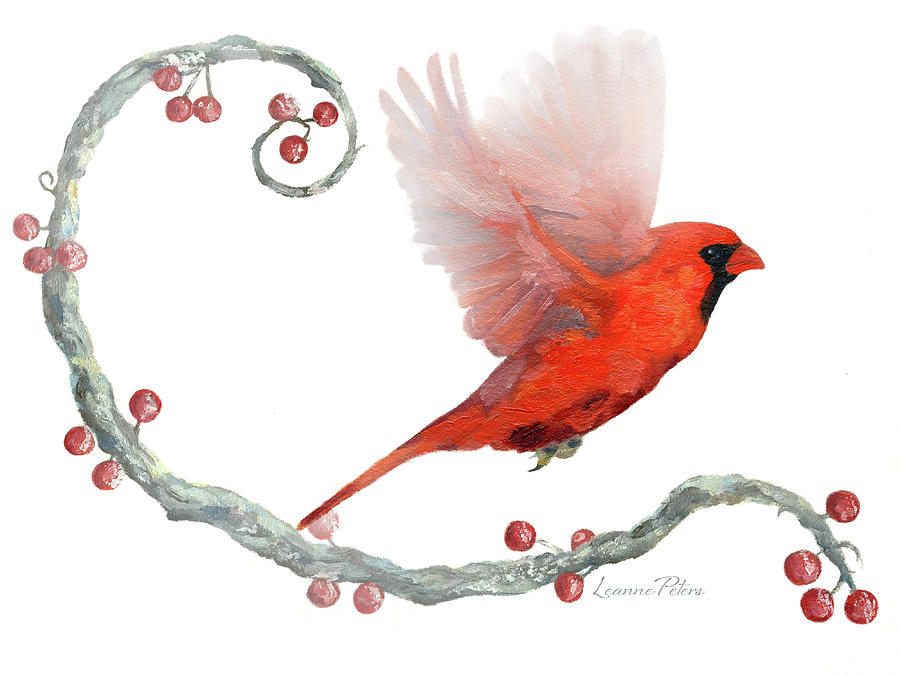 Cardinal Painting - Winter Visitor by Art And A Little Magic