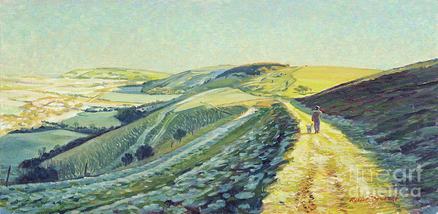Winter Walk On The Downs Painting by Robert Tyndall