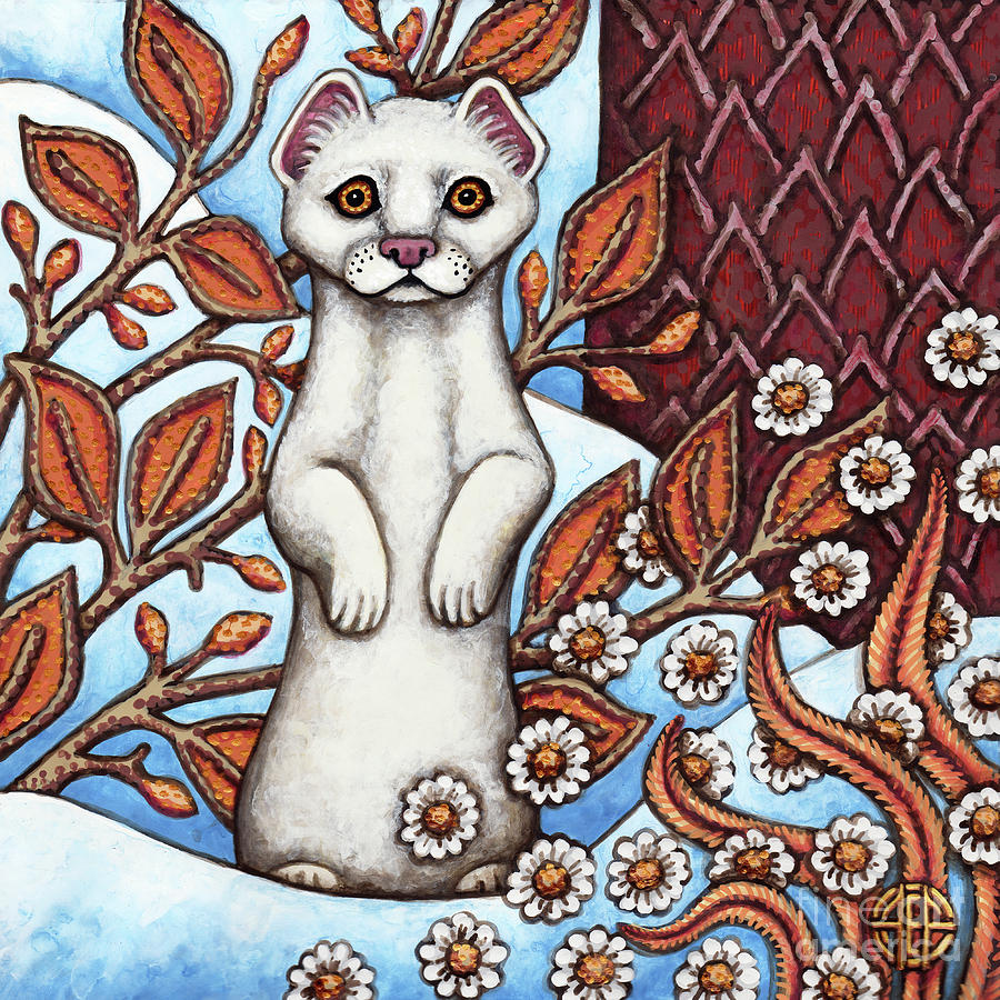 Winter Weasel Painting by Amy E Fraser