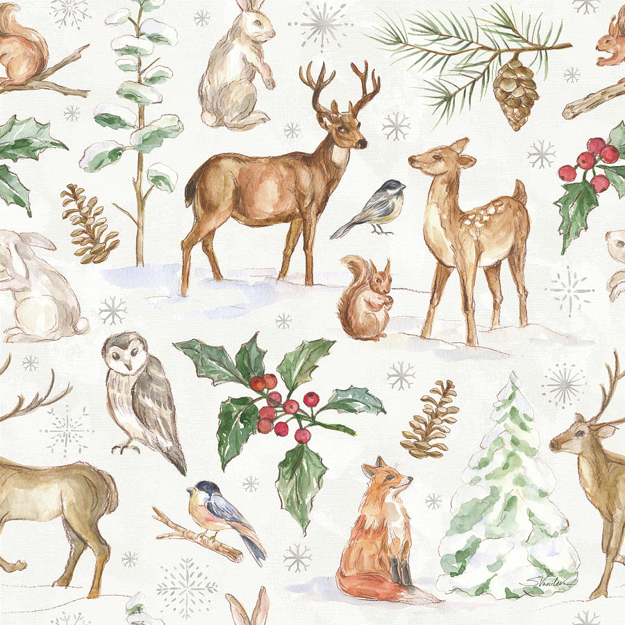 Animal Painting - Winter Wonderland Pattern V by Silvia Vassileva