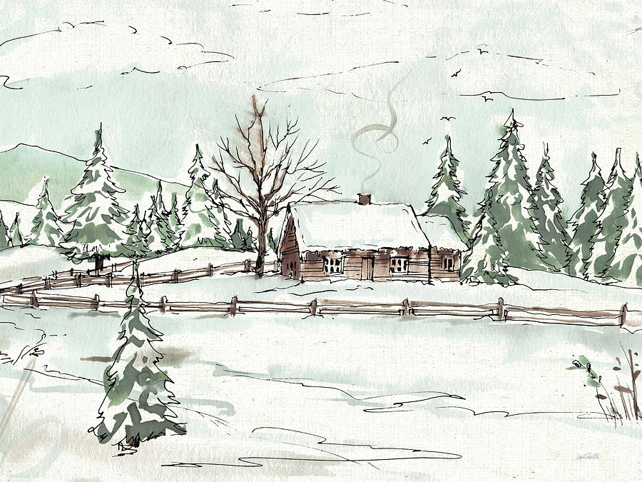 Cabin Painting - Winter Wonderland X by Anne Tavoletti