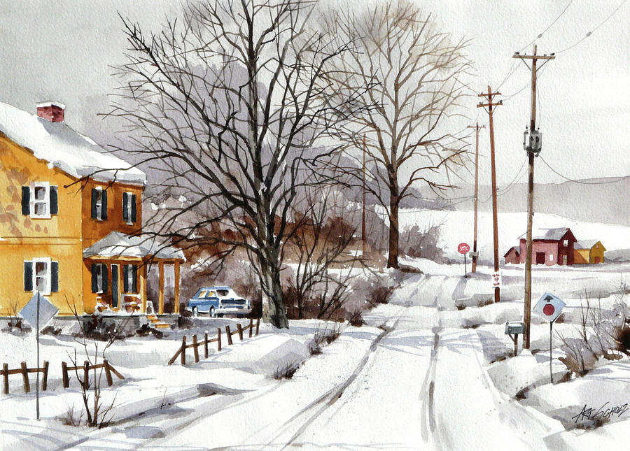 Winter Yellow Painting by Art Scholz