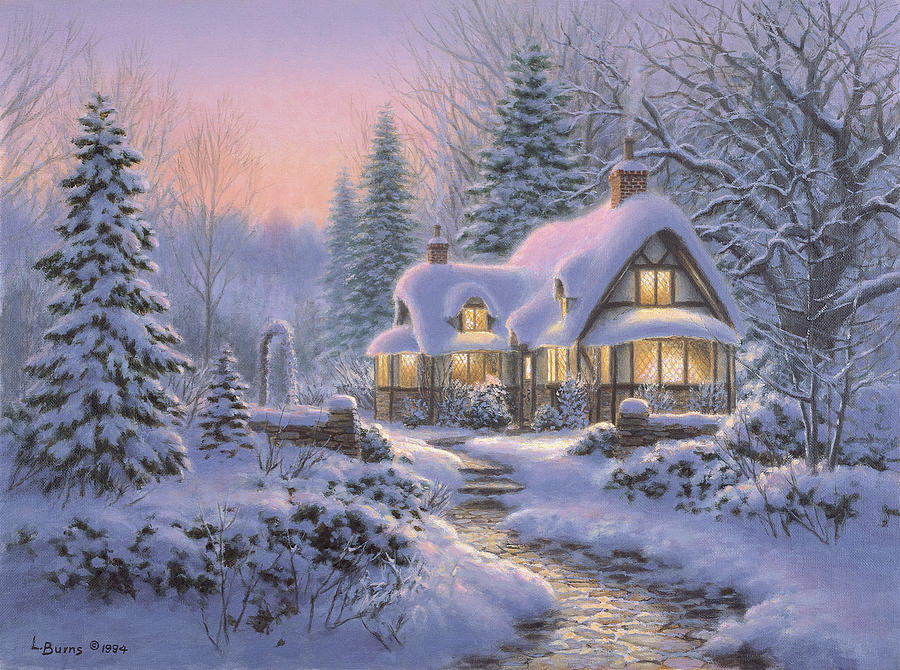 Winter Painting - Winter?s Blanket Wouldbie Cottage by Richard Burns