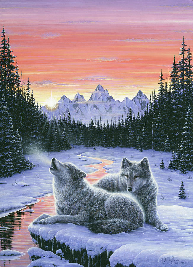 Wildlife Painting - Winter?s Dawn by Jeff Tift