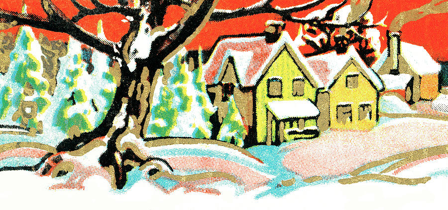 Christmas Drawing - Winterscape by CSA Images
