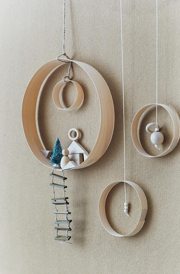 Wintry Decorations Handmade From Rings Of Veneer Photograph by Nicoline Olsen