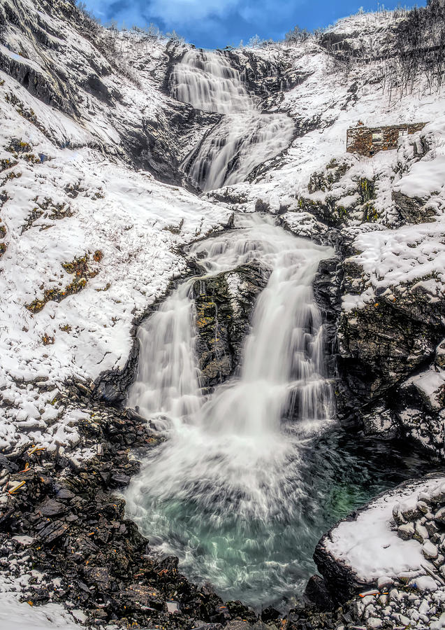 Wintry Waterfall Photograph by Wade Aiken