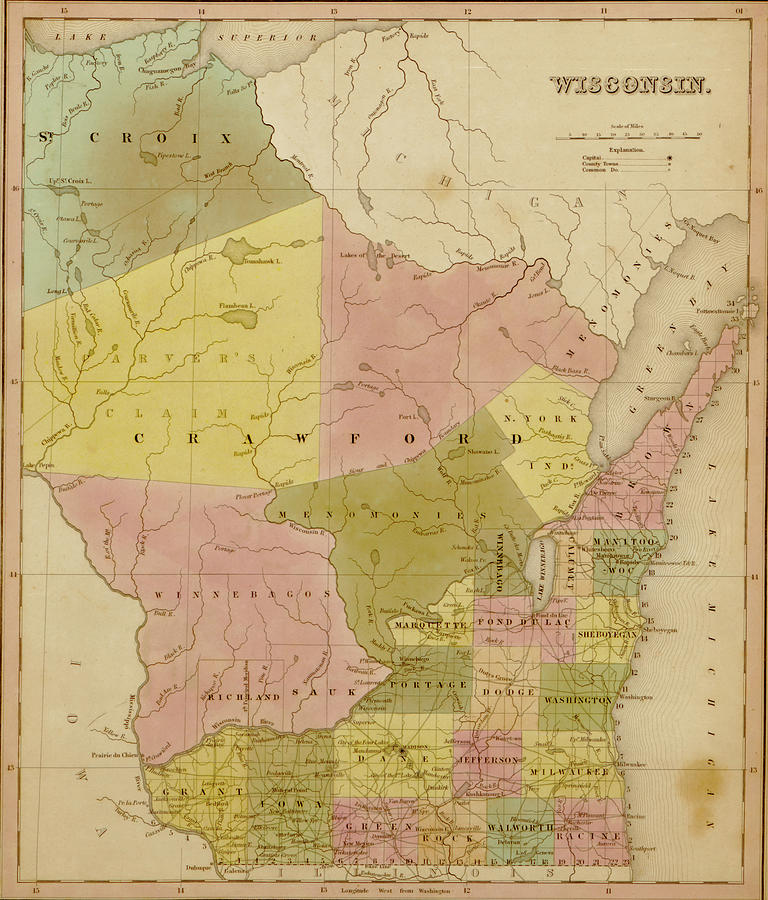 Wisconsin - 1844 Painting by Unknown