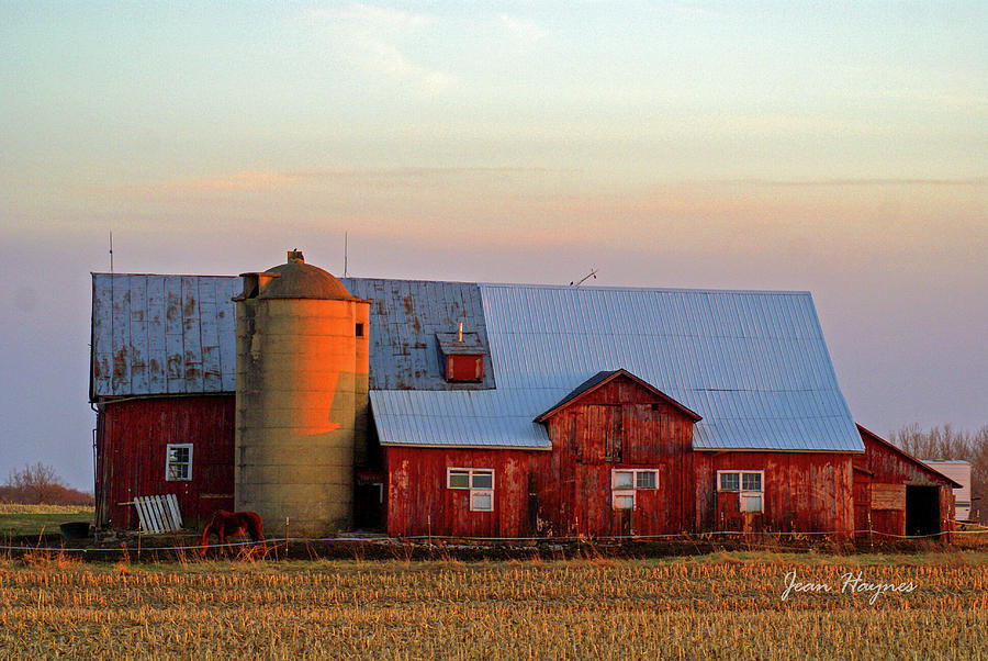 Sunset Photograph - Wisconsin Farm by Jean Haynes