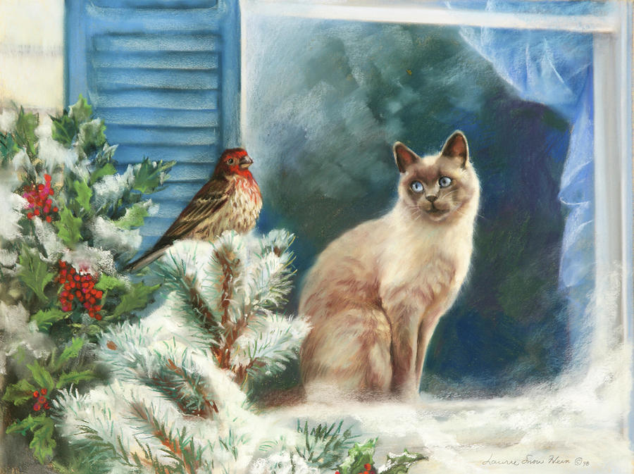 Cat Painting - Wishful Thinking Cat by Laurie Snow Hein