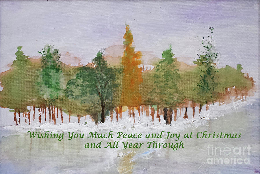 Wishing You Peace and Joy Christmas Card 300 Painting by Sharon Williams Eng