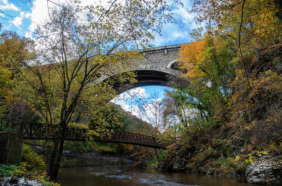 Wissahickon Creek at the Henry Avenue Bridge - Autumn Photograph by Bill Cannon