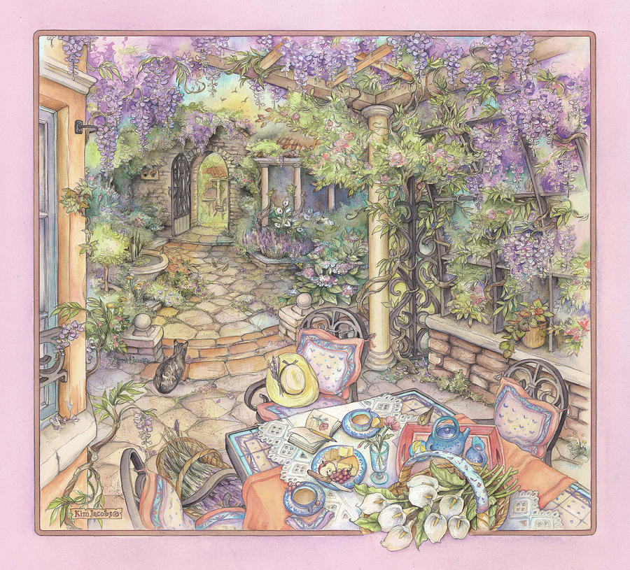 Cat Painting - Wisteria Arbor by Kim Jacobs