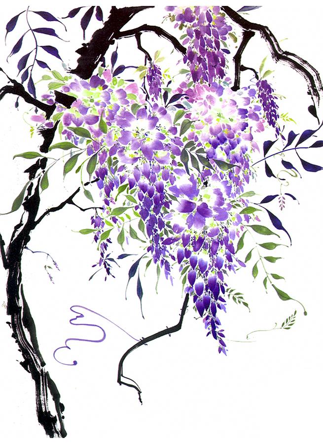 Flower Painting - Wisteria Garden I by Nan Rae