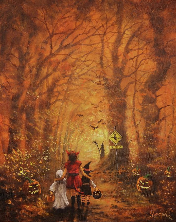 Witch Crossing Ahead Painting by Tom Shropshire
