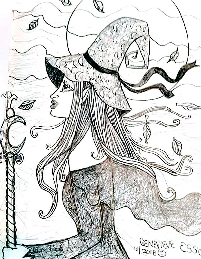 Witch Drawing by Genevieve Esson