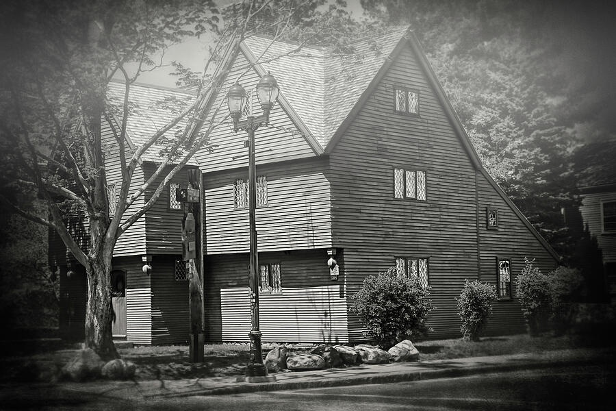 Salem Photograph - Witch House Salem Massachusetts in Black and White by Carol Japp