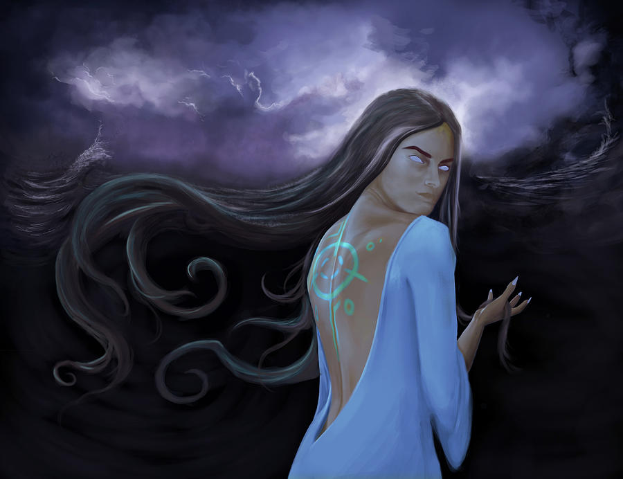 Witch in Blue Dress Digital Art by Raffaello Saverio Padelletti