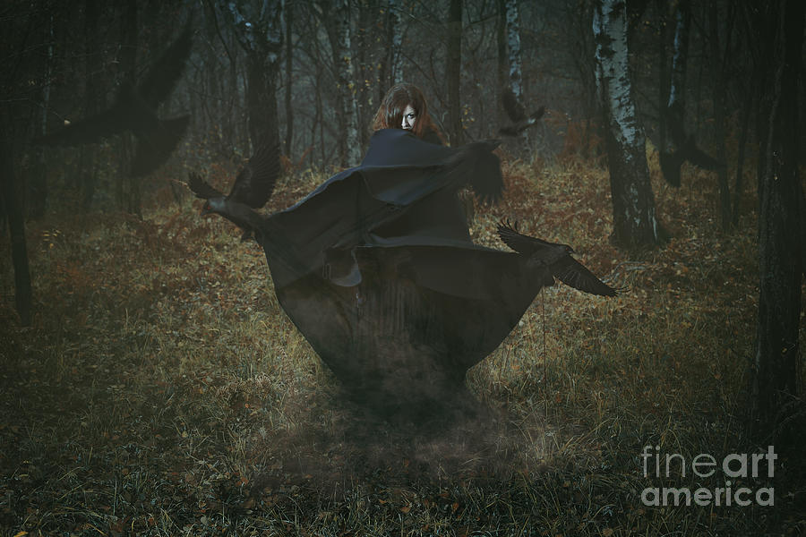 Magic Photograph - Witch Of The Forest With Her Crows by Captblack76 Magic Photograph - Witch Of The Forest With Her Crows by Captblack76