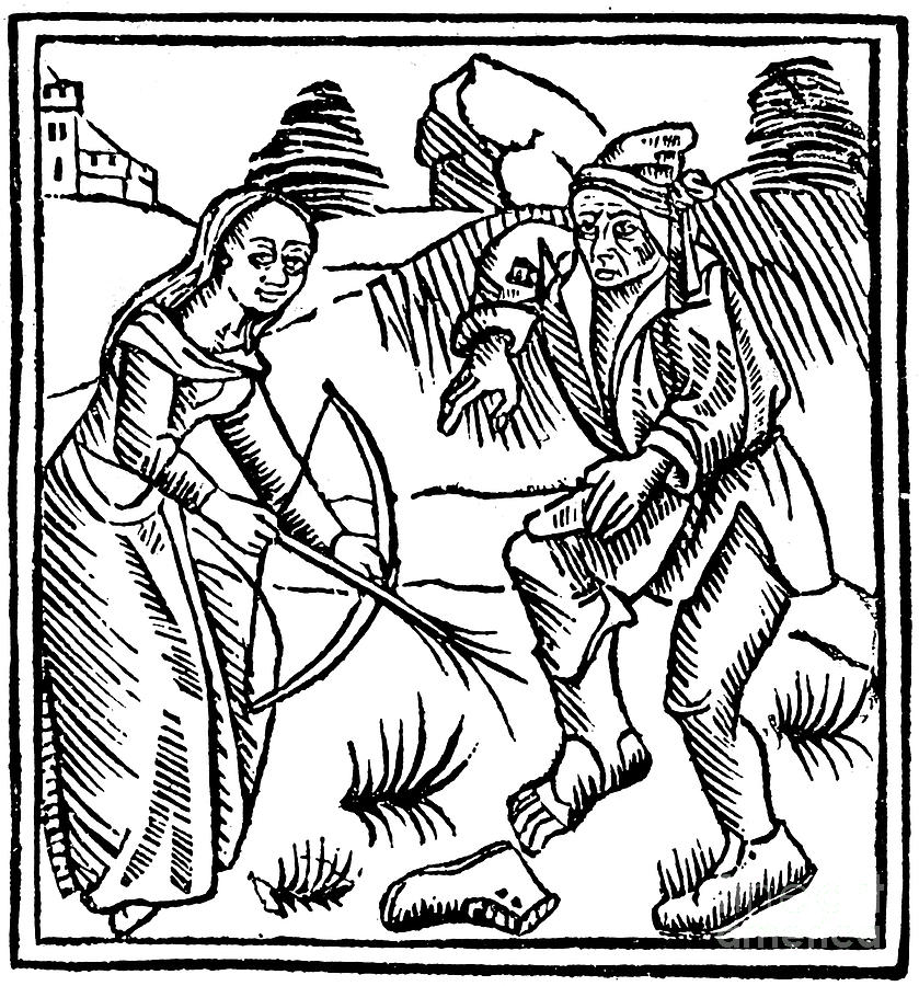 Witch Shooting A Man In The Foot Drawing by Print Collector