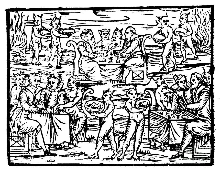 Witches And Sorcerers Feasting Drawing by Print Collector