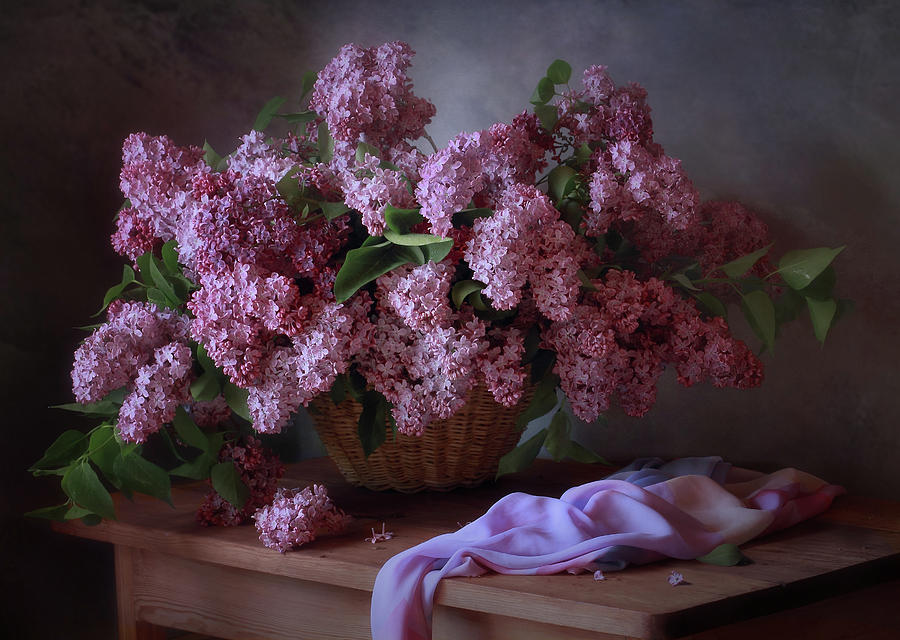 Summer Photograph - With A Basket Of Lilacs by Tatyana Skorokhod (???????
