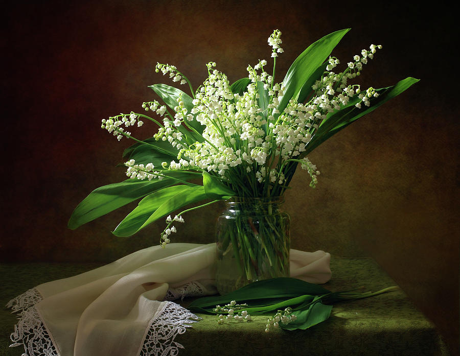 Flower Photograph - With A Bouquet Of Lilies Of The Valley by Tatyana Skorokhod (???????