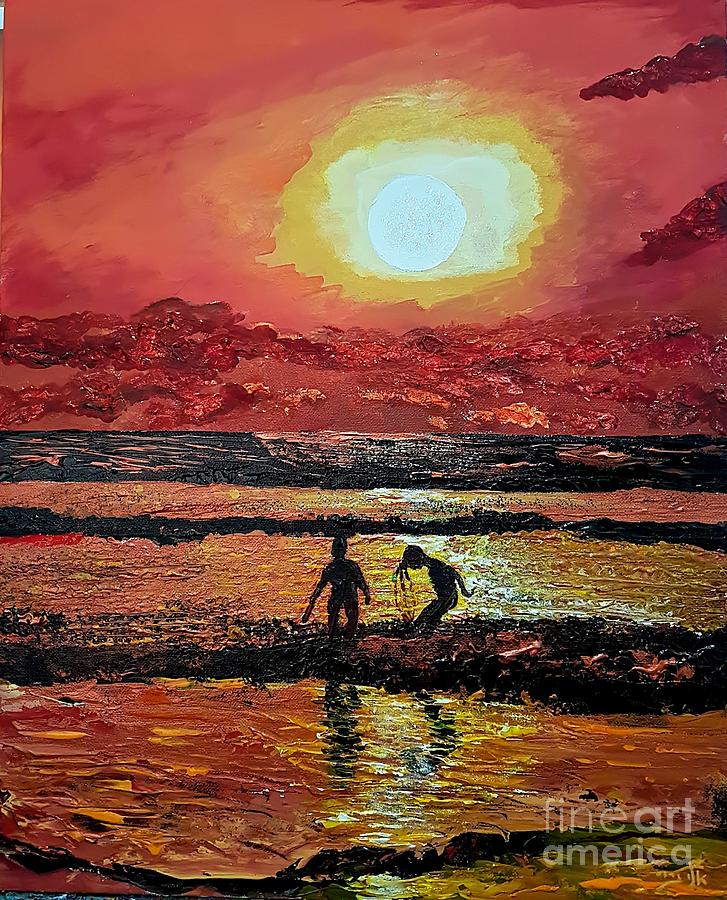 With the setting sun came a sky of fire  Painting by Eli Gross