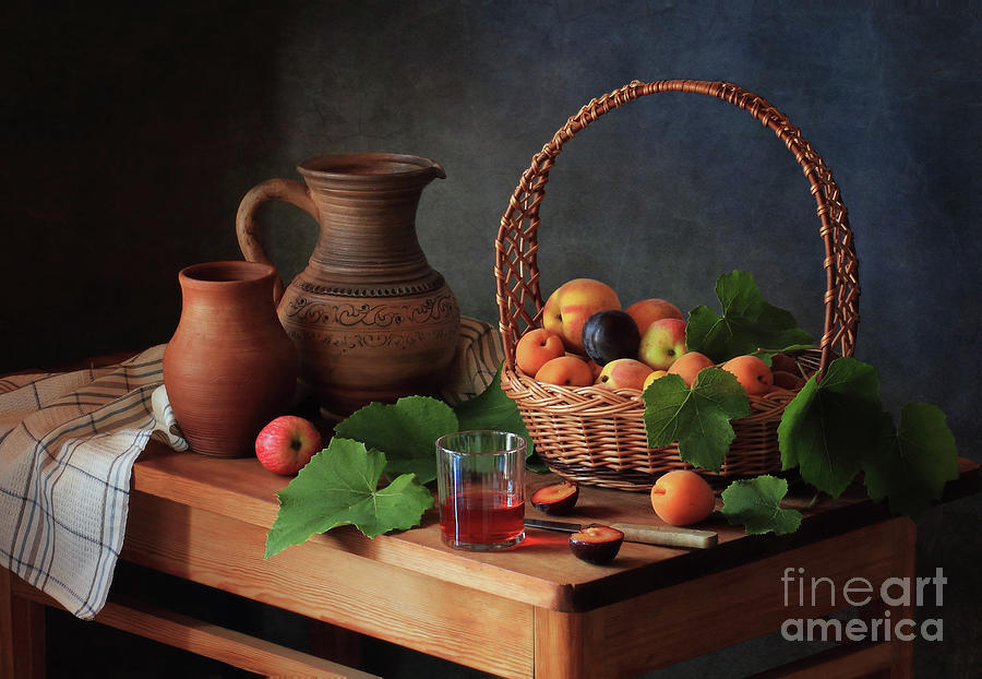 With Wine And Fruit Photograph by Tatiana Skorokhod