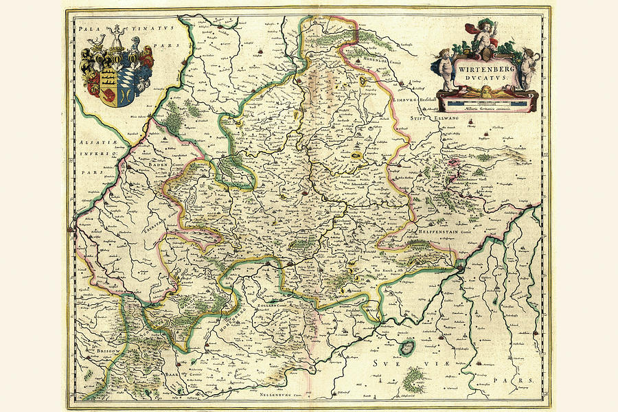 Map Painting - Wittenberg, Germany by Willem Janszoon Blaeu (Blau)
