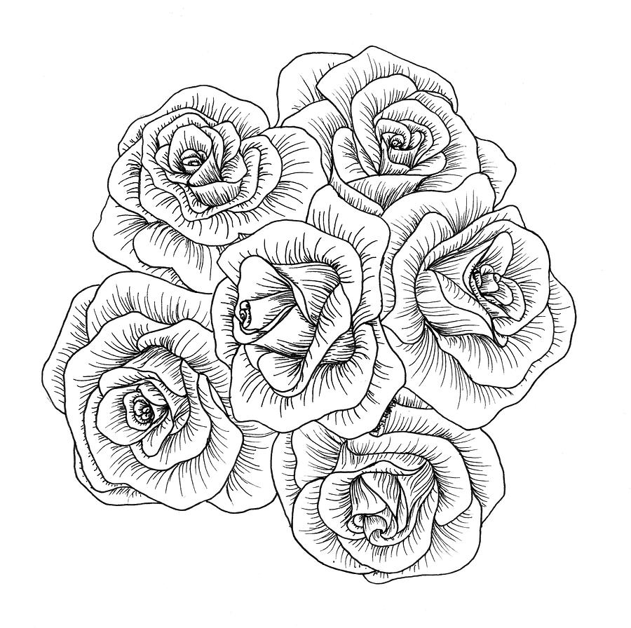 Rose Bouquet Coloring Page