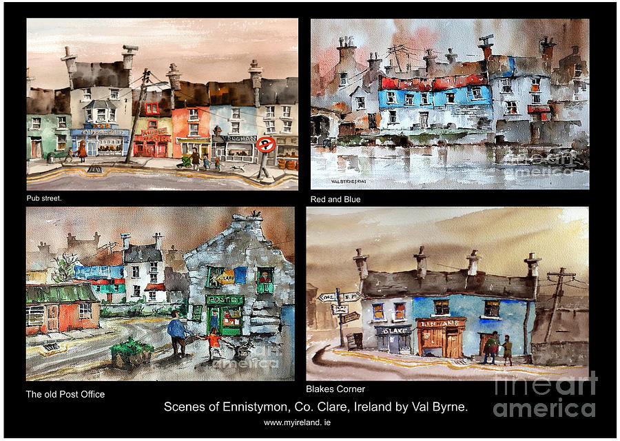 Wobbly Ennistymon, Co Painting by Val Byrne