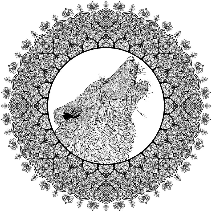 Animal Mixed Media - Wolf Circle by Delyth Angharad