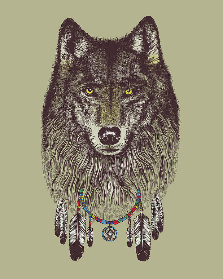 Feather Digital Art - Wolf Dreams by Rachel Caldwell