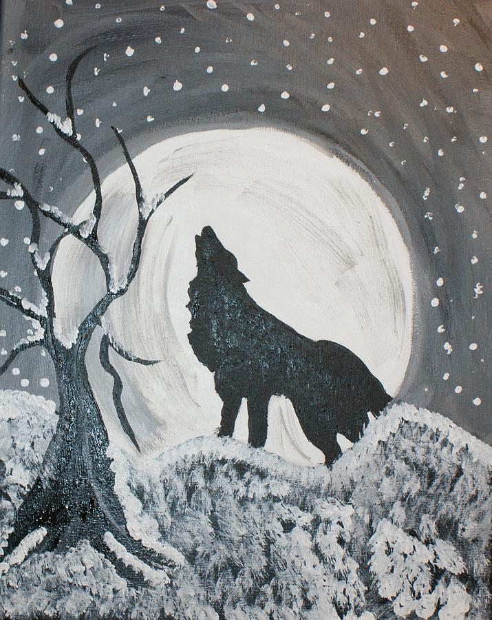 Wolf in Silhouette  Painting by Yvonne Sewell