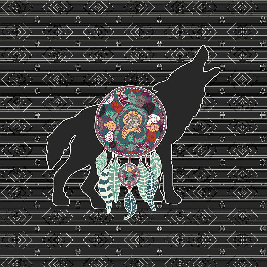 Wolf Native American Animal Spirit Dream Catcher Digital Art by Doreen Erhardt