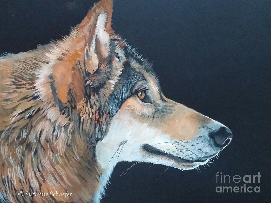 Wolf Profile Painting by Suzanne Schaefer