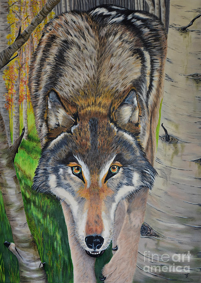 Wolf - Spirit Animal Painting by Yvonne Johnstone