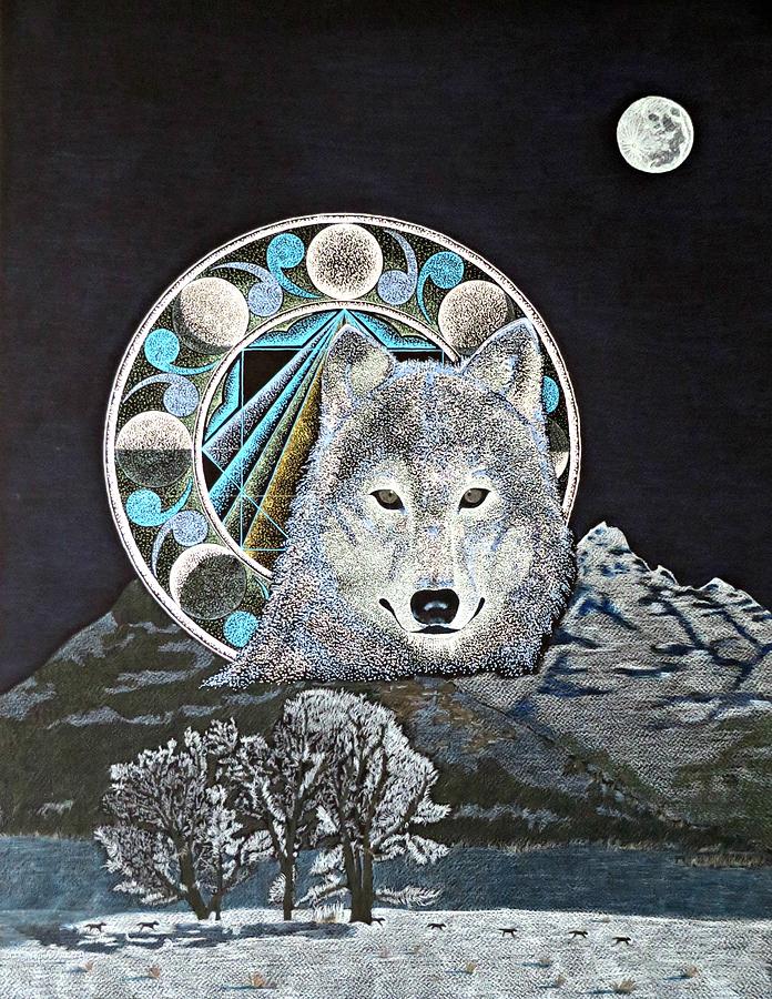 Wolf    Teacher - fine art prints Mixed Media by Keiko Katsuta