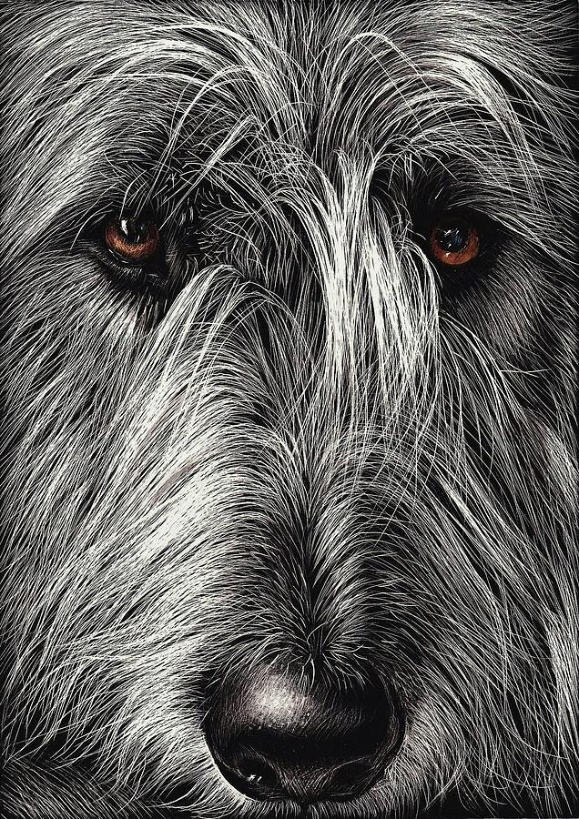 Wolfhound Drawing by Elena Kolotusha