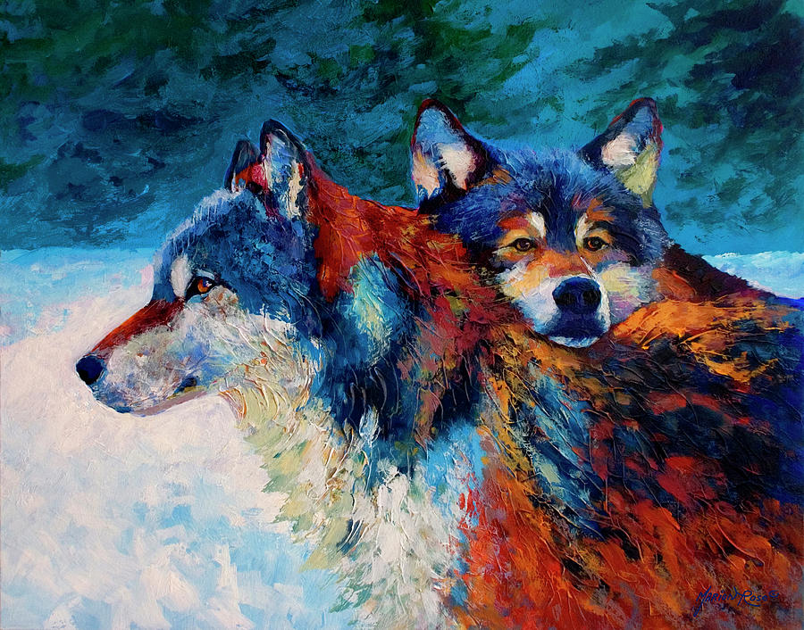 Animal Painting - Wolves by Marion Rose