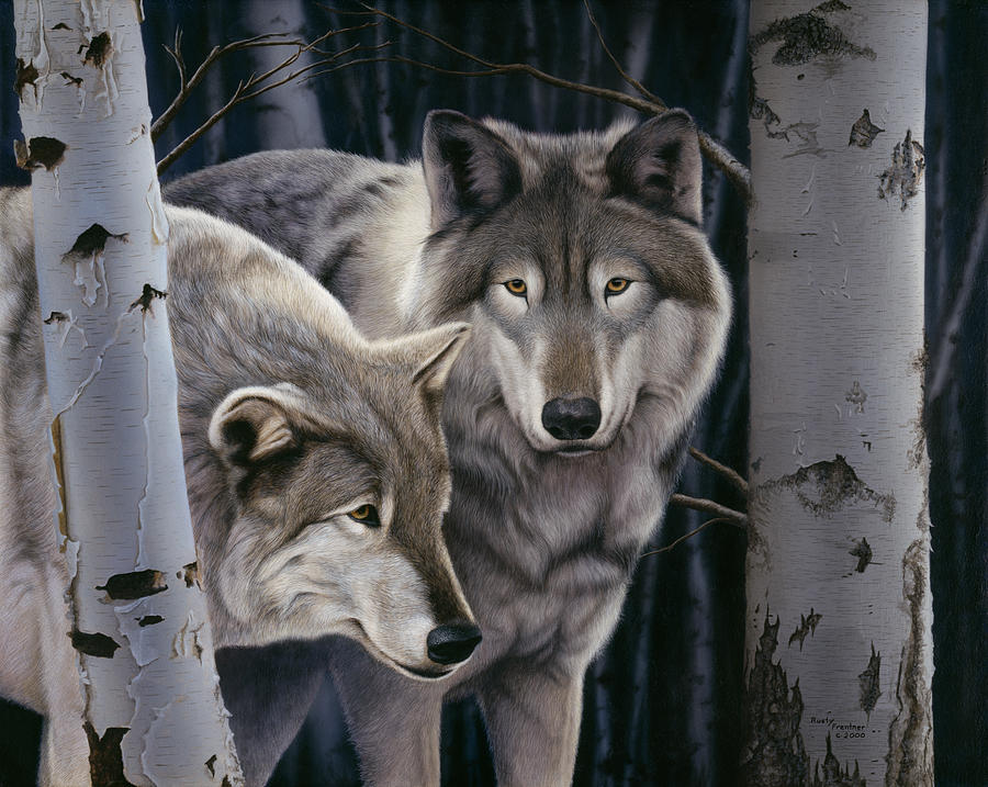 Wildlife Painting - Wolves by Rusty Frentner