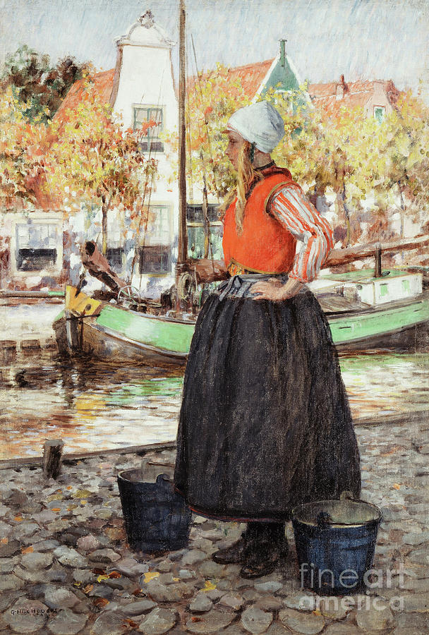 Woman Along Canal Painting by George Hitchcock