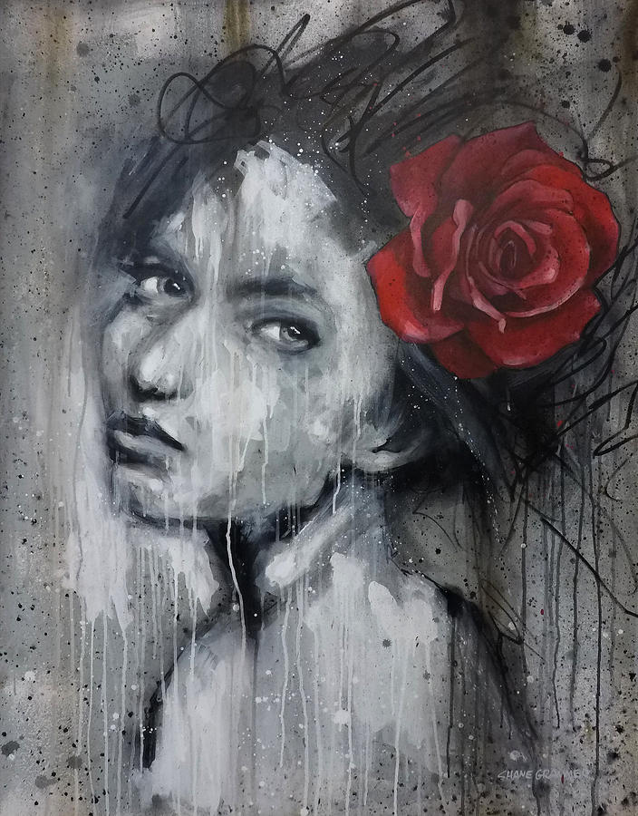 Woman and the Rose Mixed Media by Shane Grammer