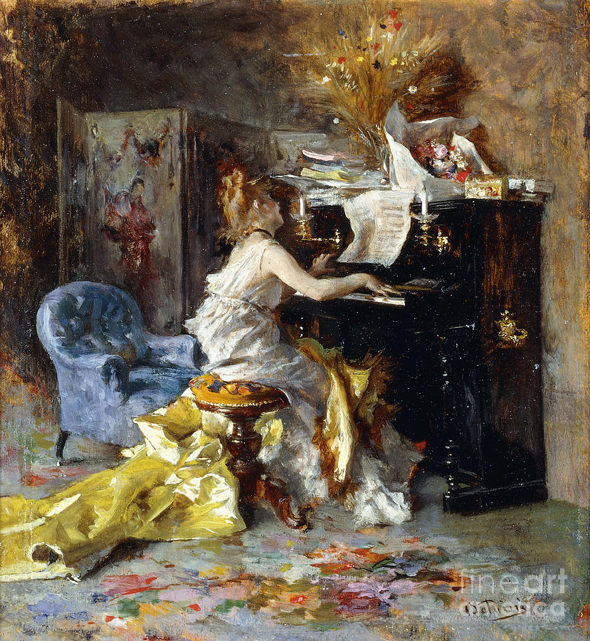 Woman At A Piano Painting by Giovanni Boldini