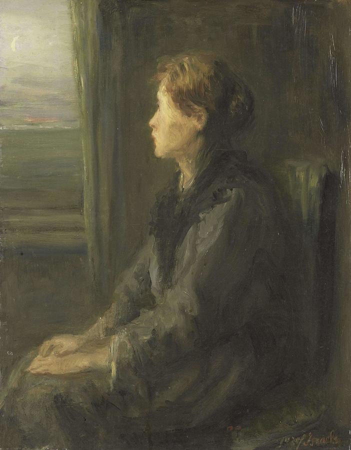 Woman at a Window. Painting by Joseph Israels -1824-1911-