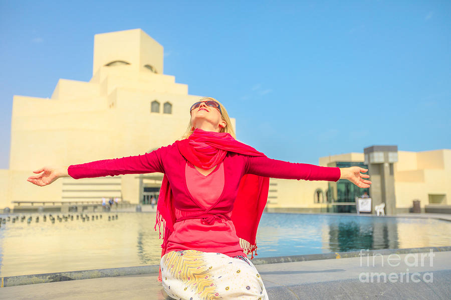 Woman at Doha museum Photograph by Benny Marty