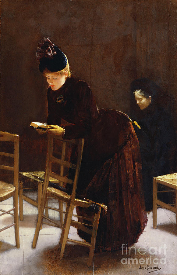 Woman At Prayer Painting by Jean Beraud