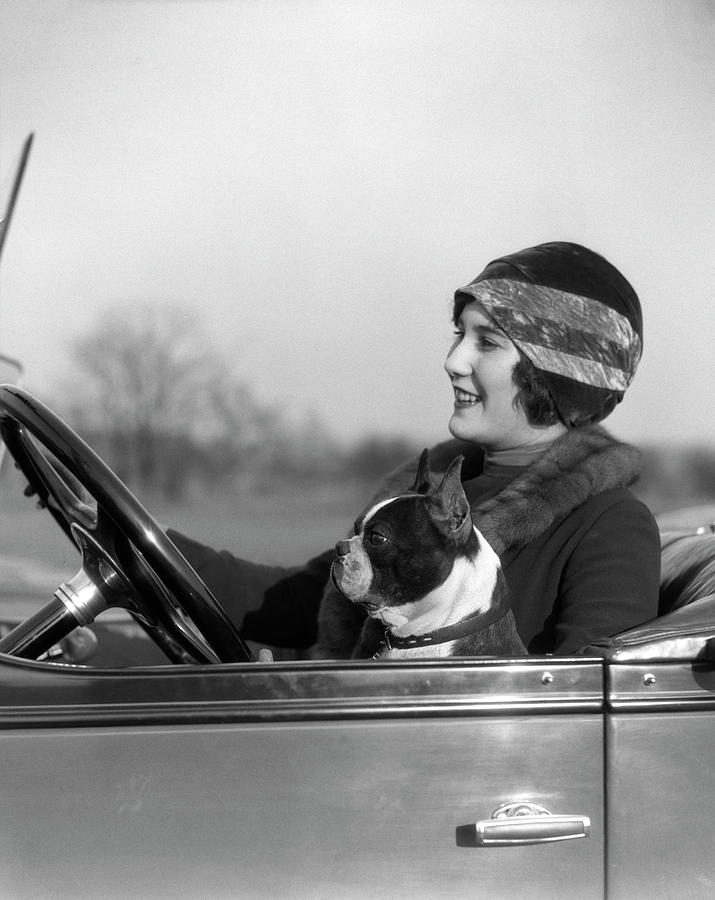 Woman At Steering Wheel Driving Car Photograph by H. Armstrong Roberts