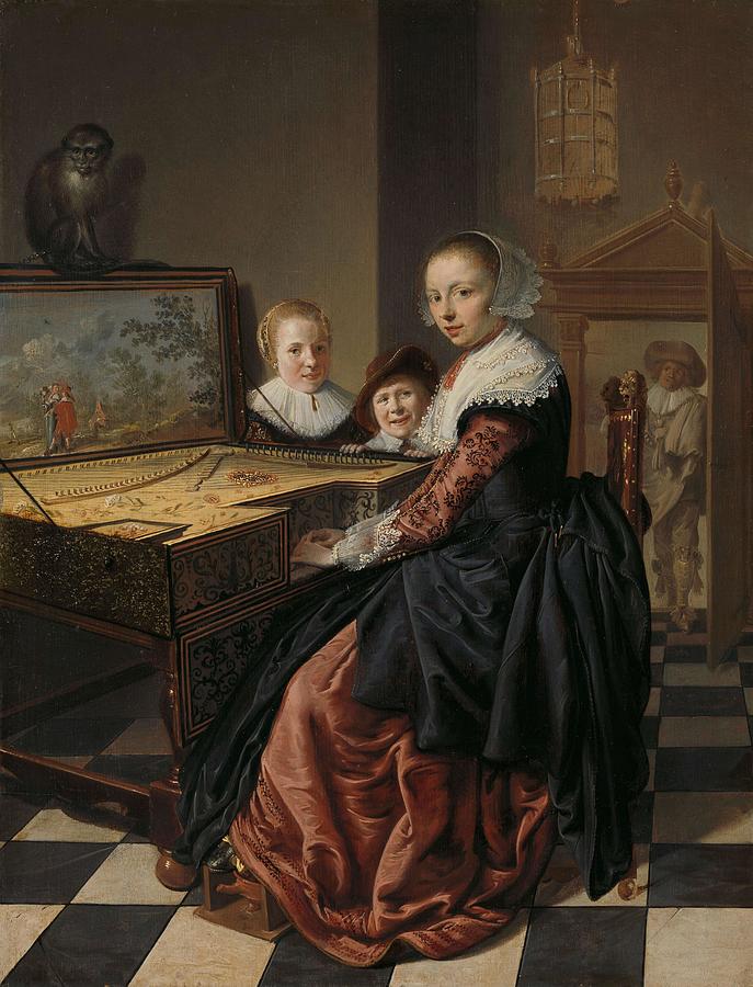 Woman at the Virginal. Woman playing the virginal. Painting by Jan Miense Molenaer Pieter Codde -rejected attribution- Dirck Hals -rejected attribution-